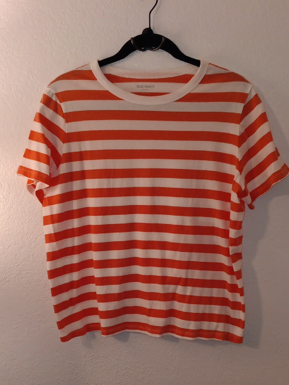 Old Navy Pink and White Striped Short Sleeve Tee